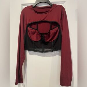 SHEIN Burgundy and Black Crop Top